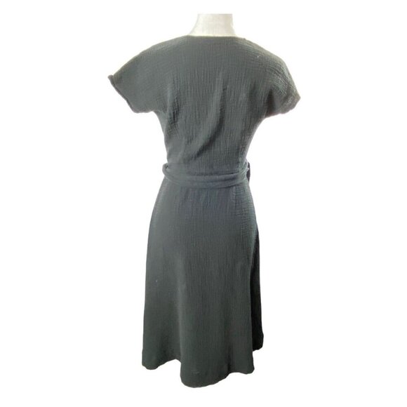 MARINE LAYER Women Maddie Wrap Gauze Dress SZ XS Black Cap Sleeves Summer 10-13 - Picture 3 of 15